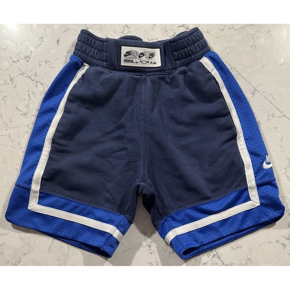 Nike Basketball Shorts Youth Small‎ Blue Athletic Fleece Swoosh Logo FB1065-410